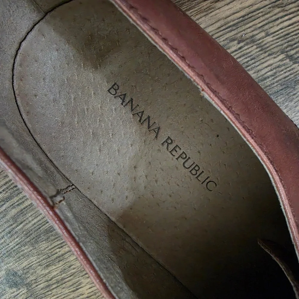 BANANA REPUBLIC Wingtip Oxfords Mens 11 Burgundy Leather‎ Brogue Dress Shoes